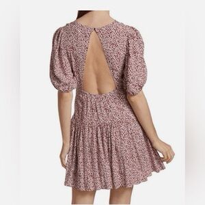 Free People Dancing in the Dark Dress Open-Back Puff Sleeve Sz Large